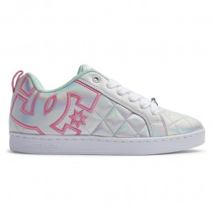 DC Shoes Court Graffik SE - δερματινα Shoes ασπρα ασημι ροζ | 578364SLY