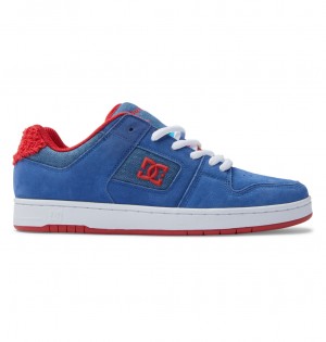 DC Shoes Manteca S - δερματινα Skate Shoes μπλε κοκκινα | 607289TCZ