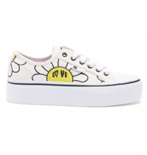 DC Shoes Manual flatforms - Flatform Shoes ασπρα μαυρα με λουλουδια | 609145VXQ
