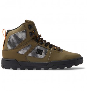 DC Shoes Pure Hi - θαλασσης Resistant High Top δερματινα Boots Ελιά μαυρα | 735248PXQ
