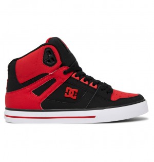 DC Shoes Pure High-Top - δερματινα High-Top Shoes κοκκινα ασπρα μαυρα | 368504VBR