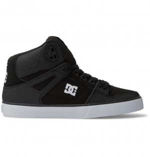 DC Shoes Pure High-Top - δερματινα High-Top Shoes μαυρα μαυρα ασπρα | 839062QKB