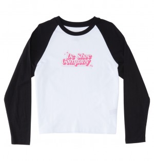 DC Shoes Timeless Raglan - Long Sleeve T-Shirt ασπρα μαυρα | 254893RBD